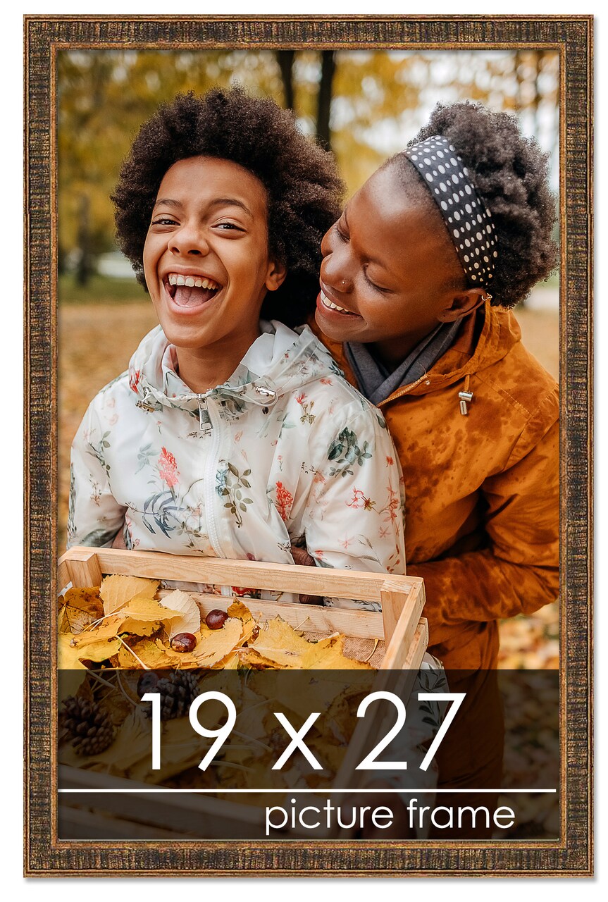 19x27 Textured Picture Frame with UV-Resistant Acrylic & Acid Free Backing, Available in 6 Finishes - Black, Blue, Brown, Gold, Grey, and White
